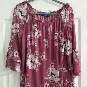 Apt. 9 Pink Ruffled Blouse with Relaxed Fit